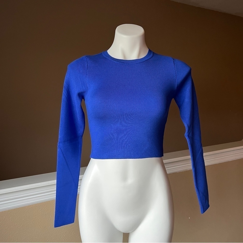 ZARA BASIC RIB KNIT SWEATER BLUE | 3519/102